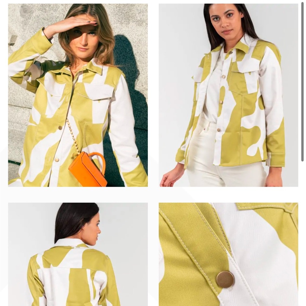 Lamarie x cemadier green and white pattern jacket
